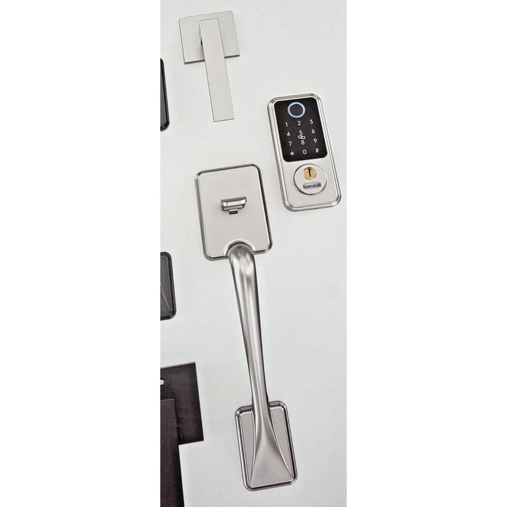 Hornbill WiFi Smart Door Lock Set Keyless Entry Fingerprint Deadbolt Handle Silv